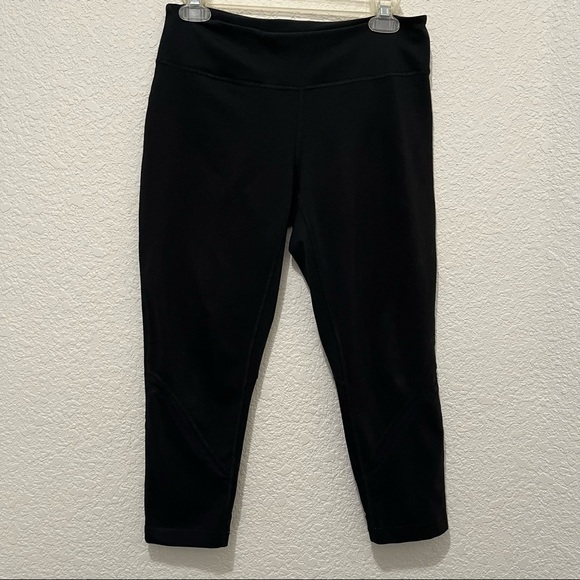 Zella Black Crop Mesh Ankle Stripe Leggings Activewear Pants Womens Size M - Picture 10 of 10